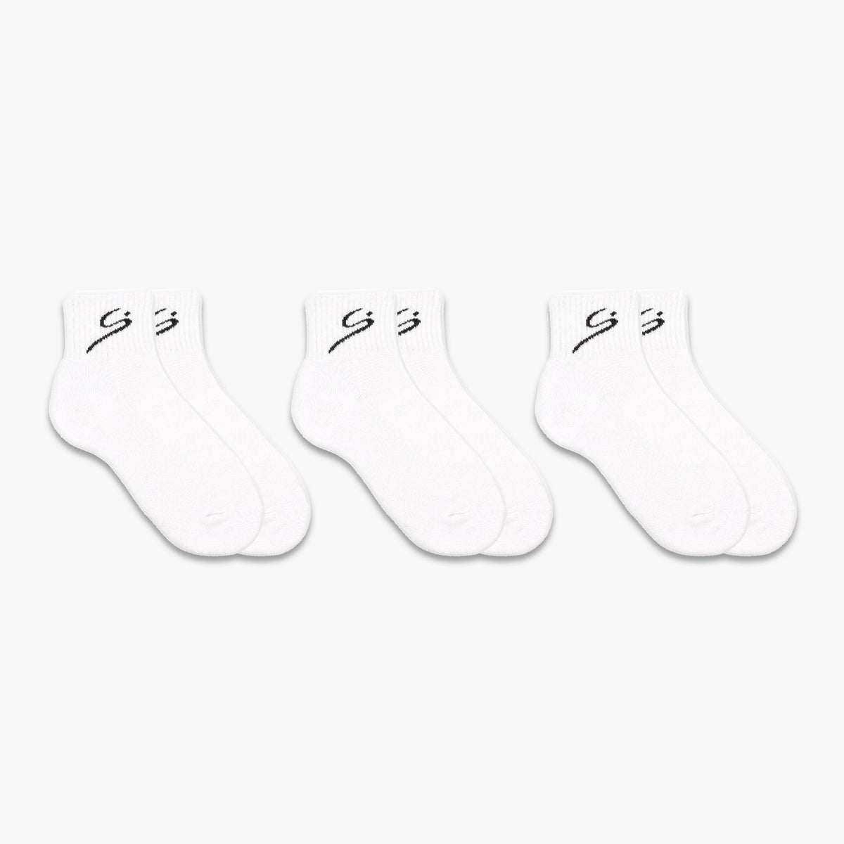 Unisex Sport Athletic Crew Socks – 3 Pairs, White