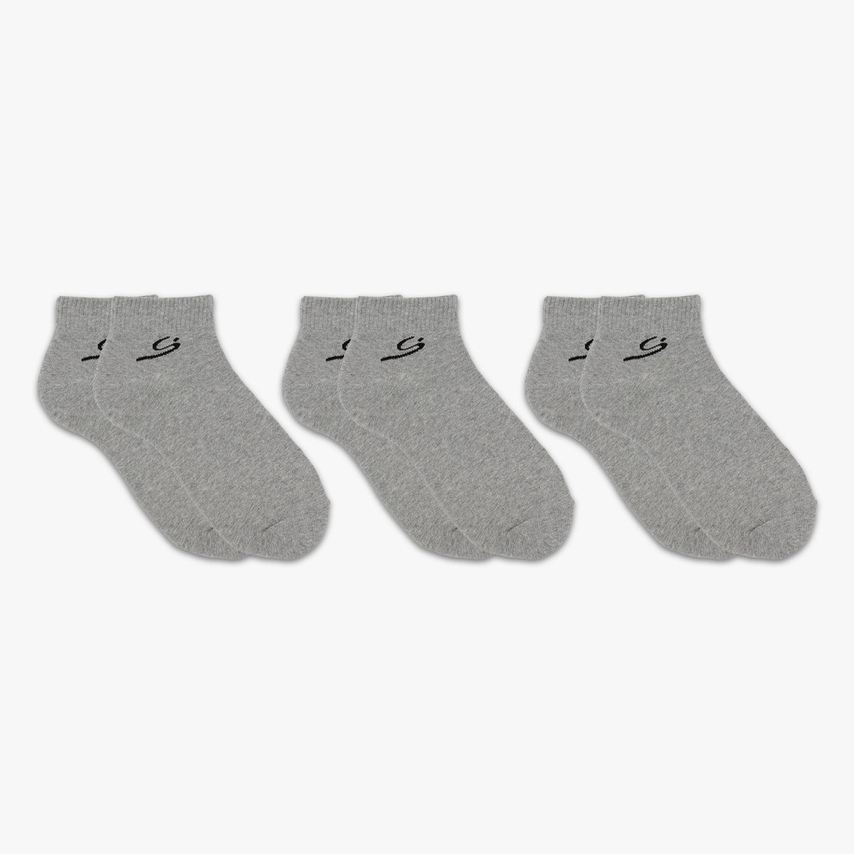 Men's Low Cut Ankle Socks – 3 Pairs, Grey