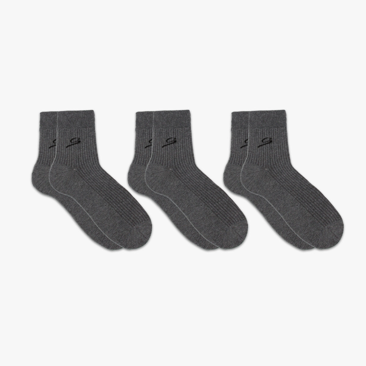 Men's Ribbed Crew Socks – 3 Pairs, Grey HO028547M