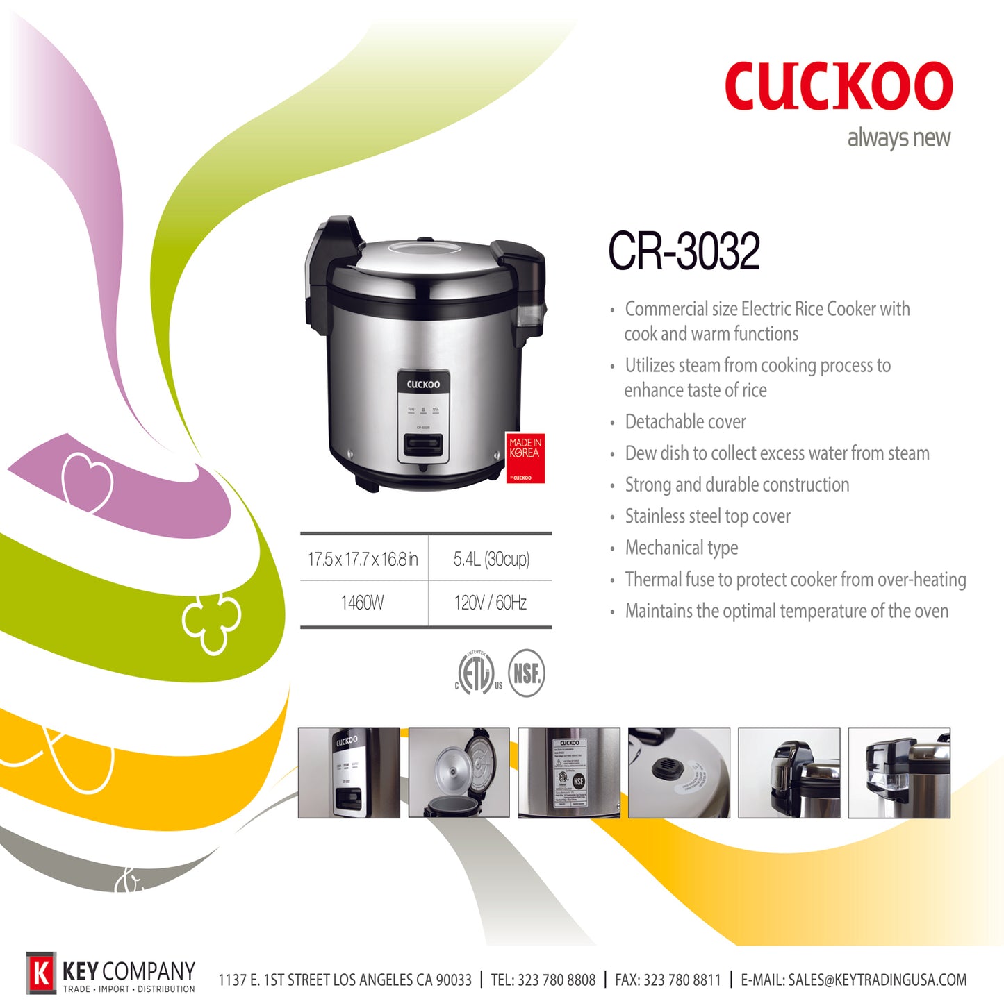 Cuckoo Commercial Electric Warmer Rice Cooker (CR-3032) 30 Cups