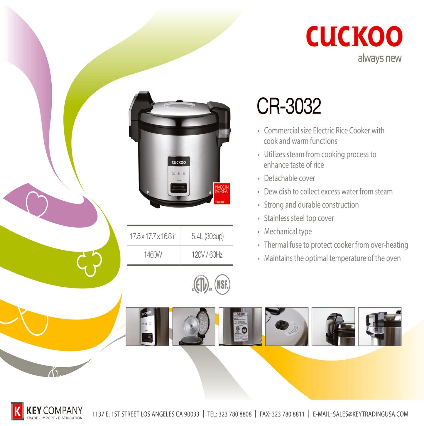 Commercial Electric Warmer Rice Cooker (CR-3032) 30 Cups