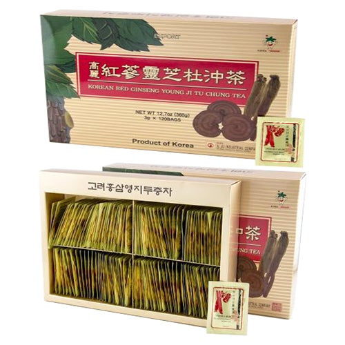 한국 홍삼 영지 두충 차 세트 - 3,000mg x 120개입