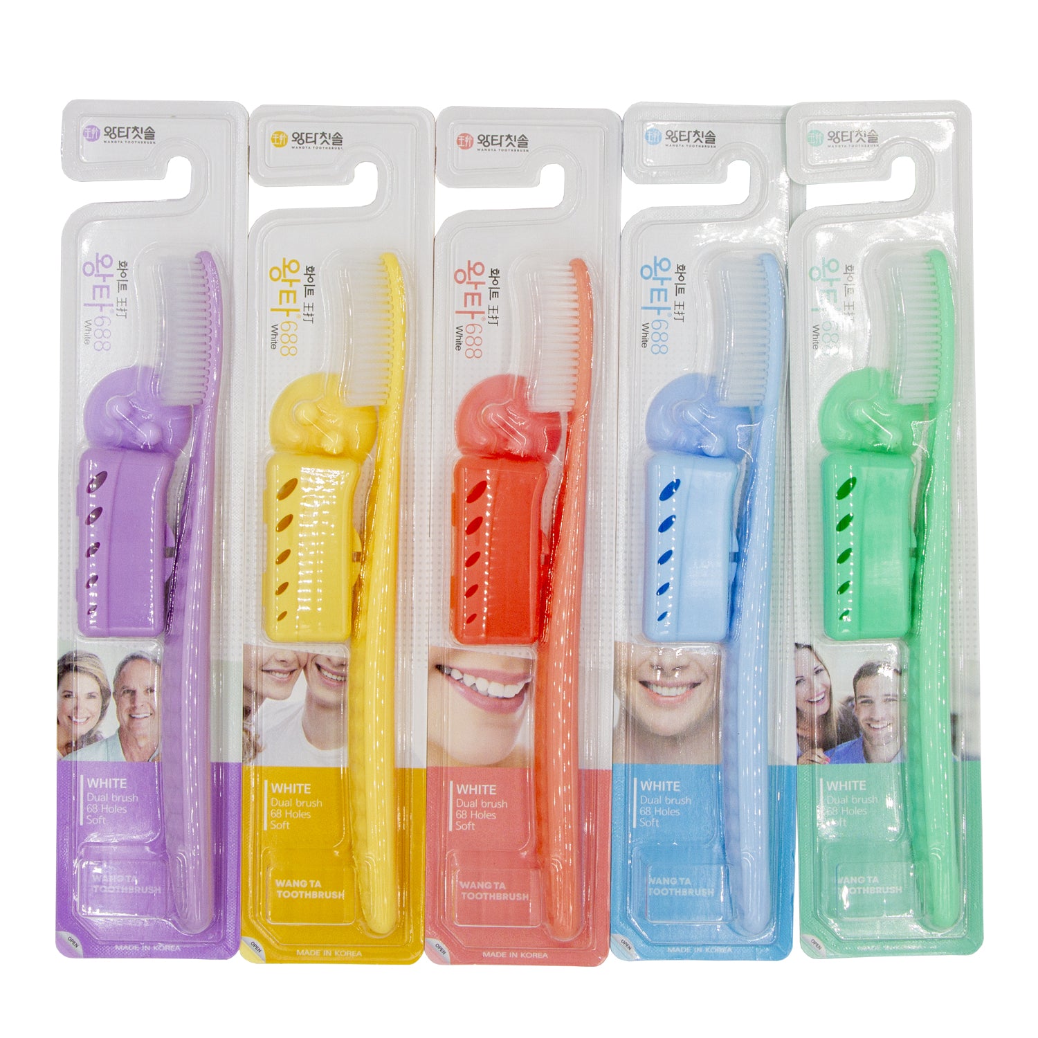 Wang Ta Toothbrush Basic 688 – 5-Pack Soft Wide-Head Toothbrushes