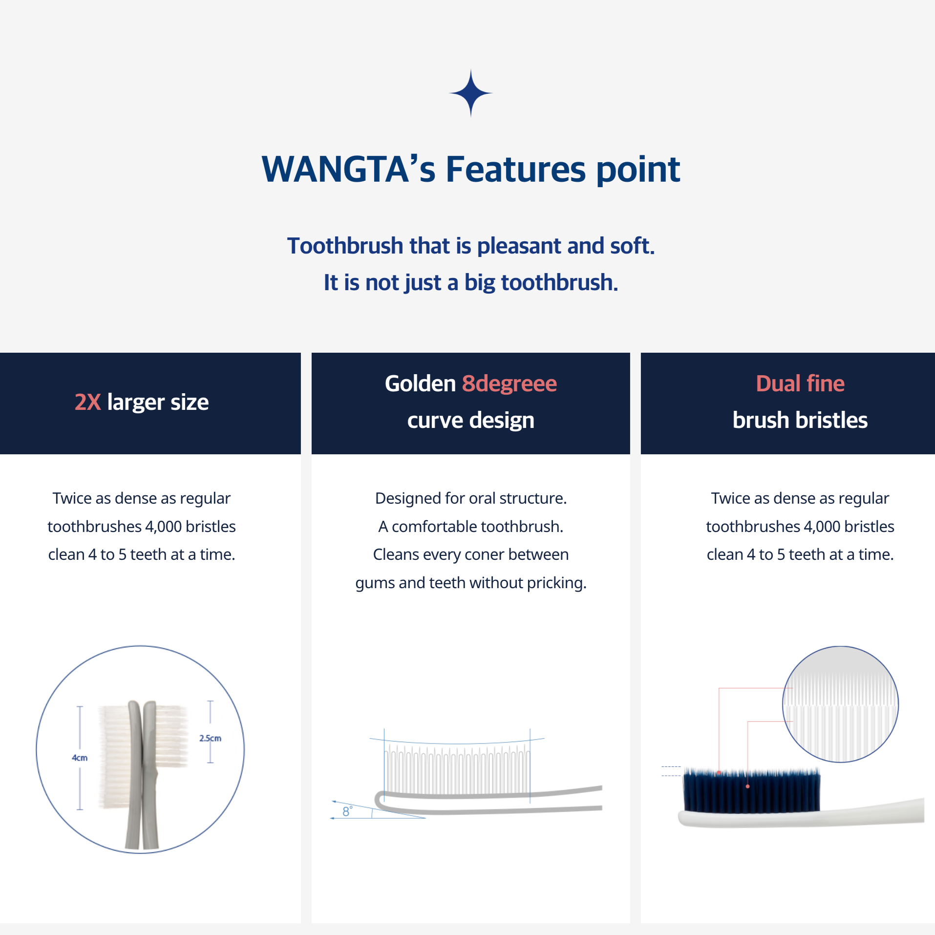Wang Ta Toothbrush Basic 688 – 5-Pack Soft Wide-Head Toothbrushes