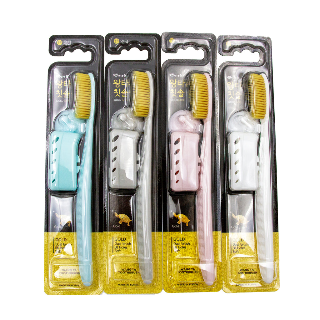 Wang Ta Toothbrush Soft Gold 688 – 4-Pack Wide-Head Toothbrushes