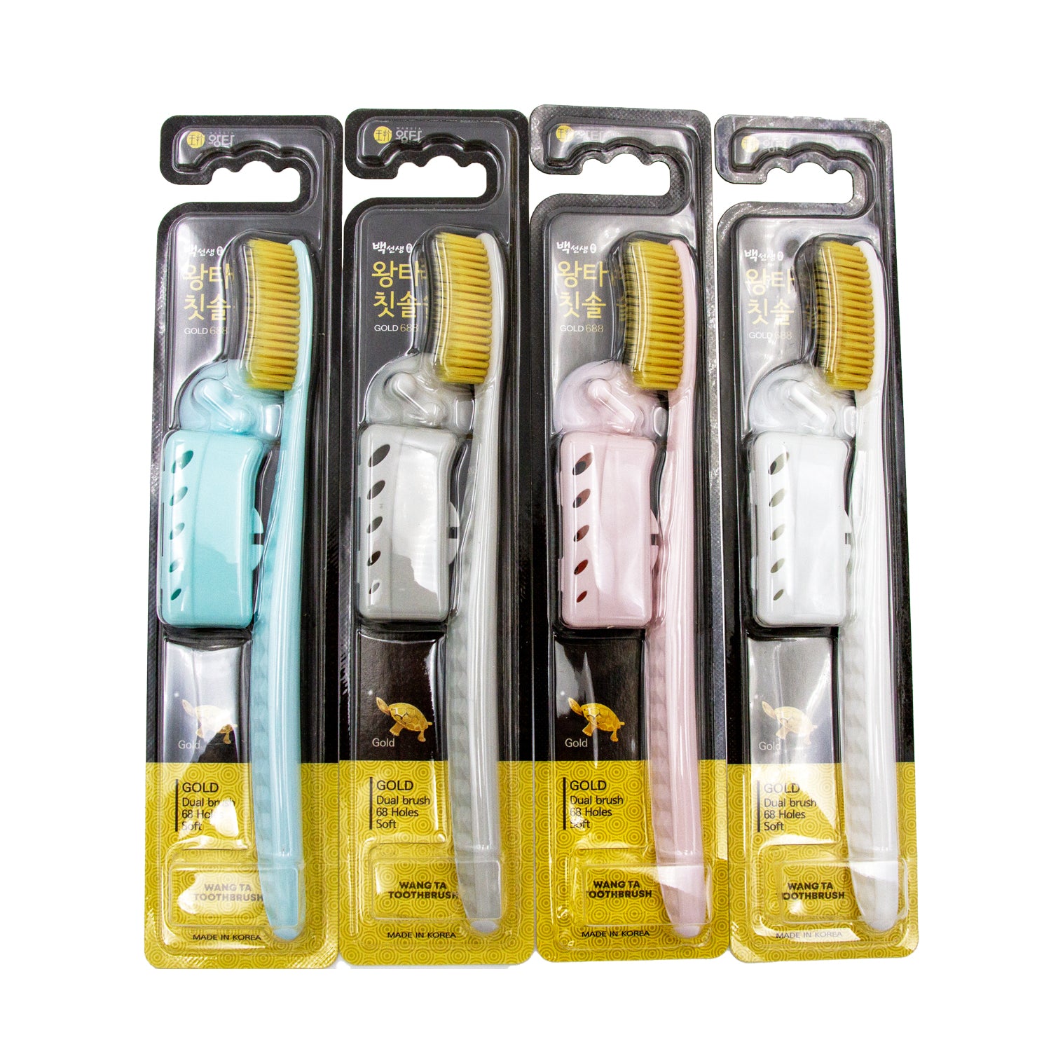 Wang Ta Toothbrush Soft Gold 688 – 4-Pack Wide-Head Toothbrushes