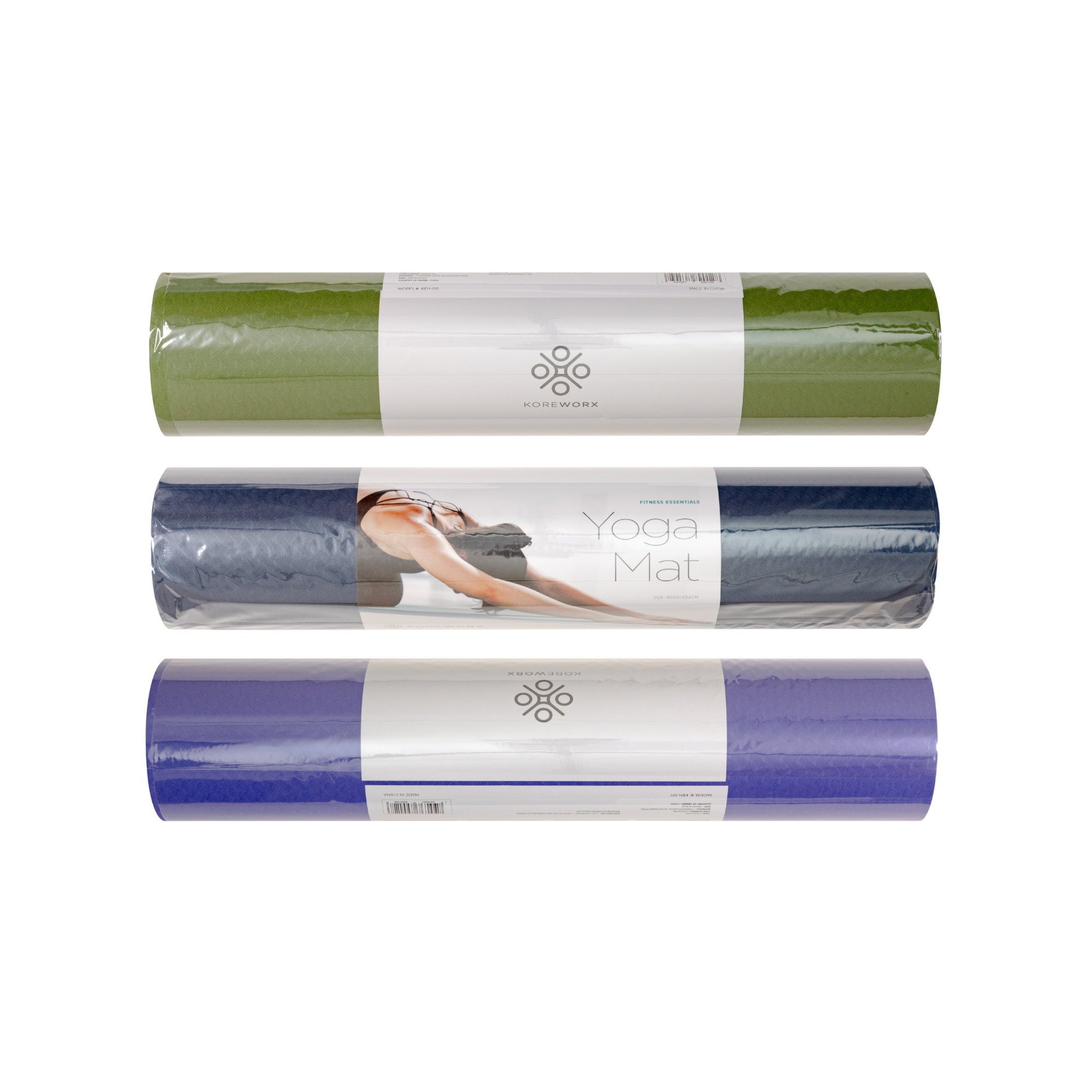 [SET] 3-Color Assorted Non-Slip Yoga Mats Set – Blue, Green & Purple