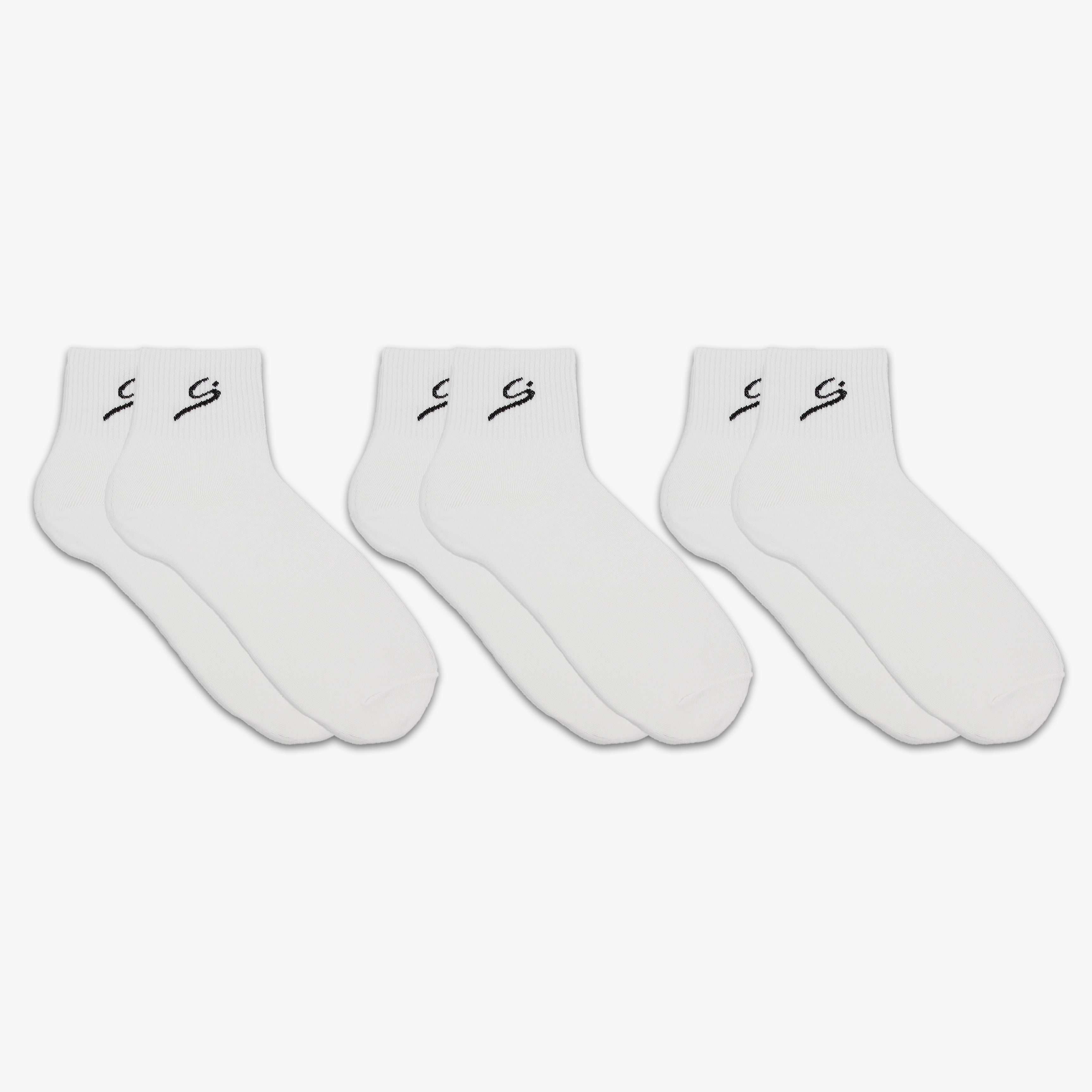 STORYi Men's Ribbed Ankle Socks – 3 Pairs (One Size Fits Most for Men, White) HO028530