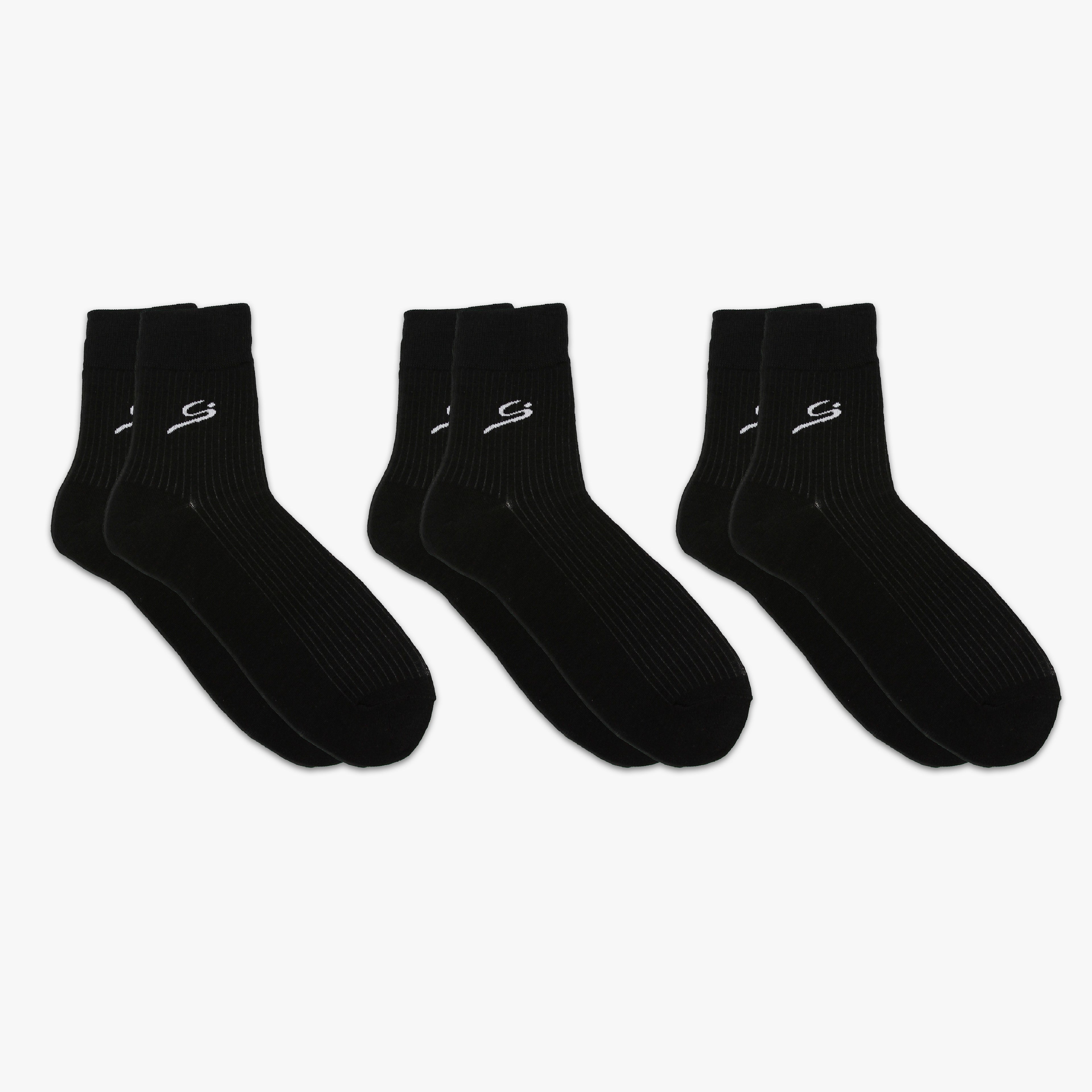 STORYi Men's Ribbed Crew Socks – 3 Pairs (Size 10-13, Black) HO028547L