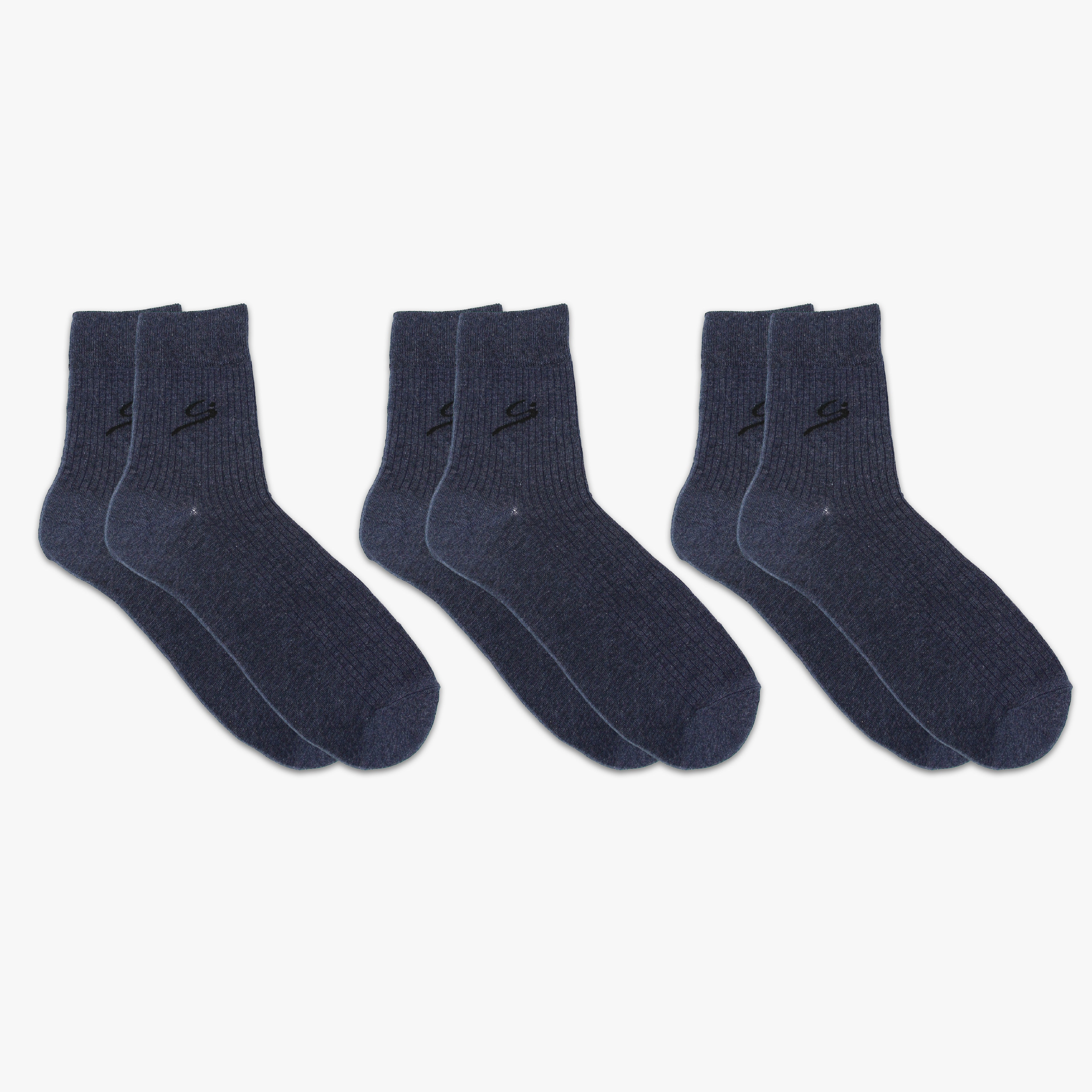 STORYi Men's Ribbed Crew Socks – 3 Pairs (Size 10-13, Blue) HO028547L