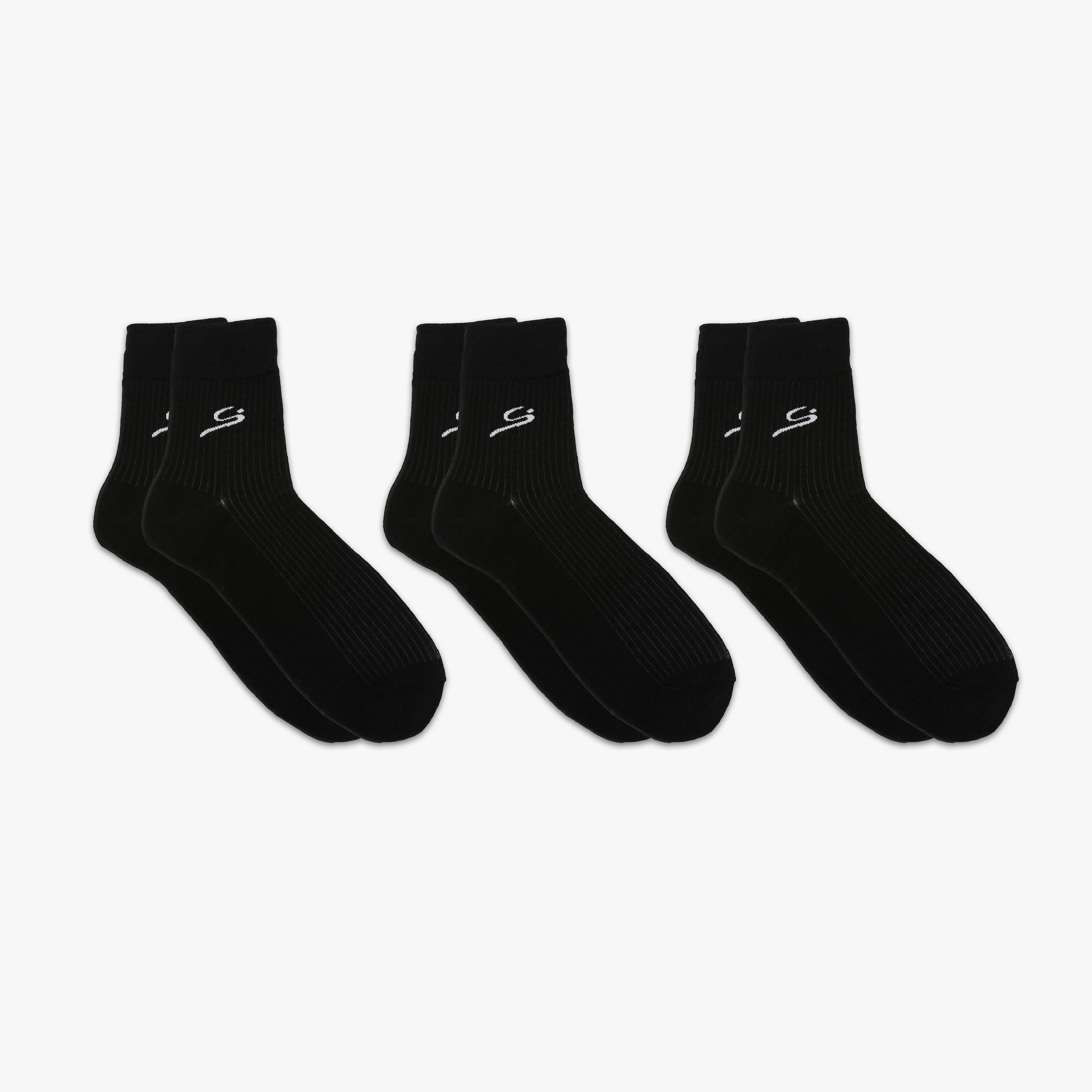 STORYi Men's Ribbed Crew Socks – 3 Pairs (Size 7-9, Black) HO028547M