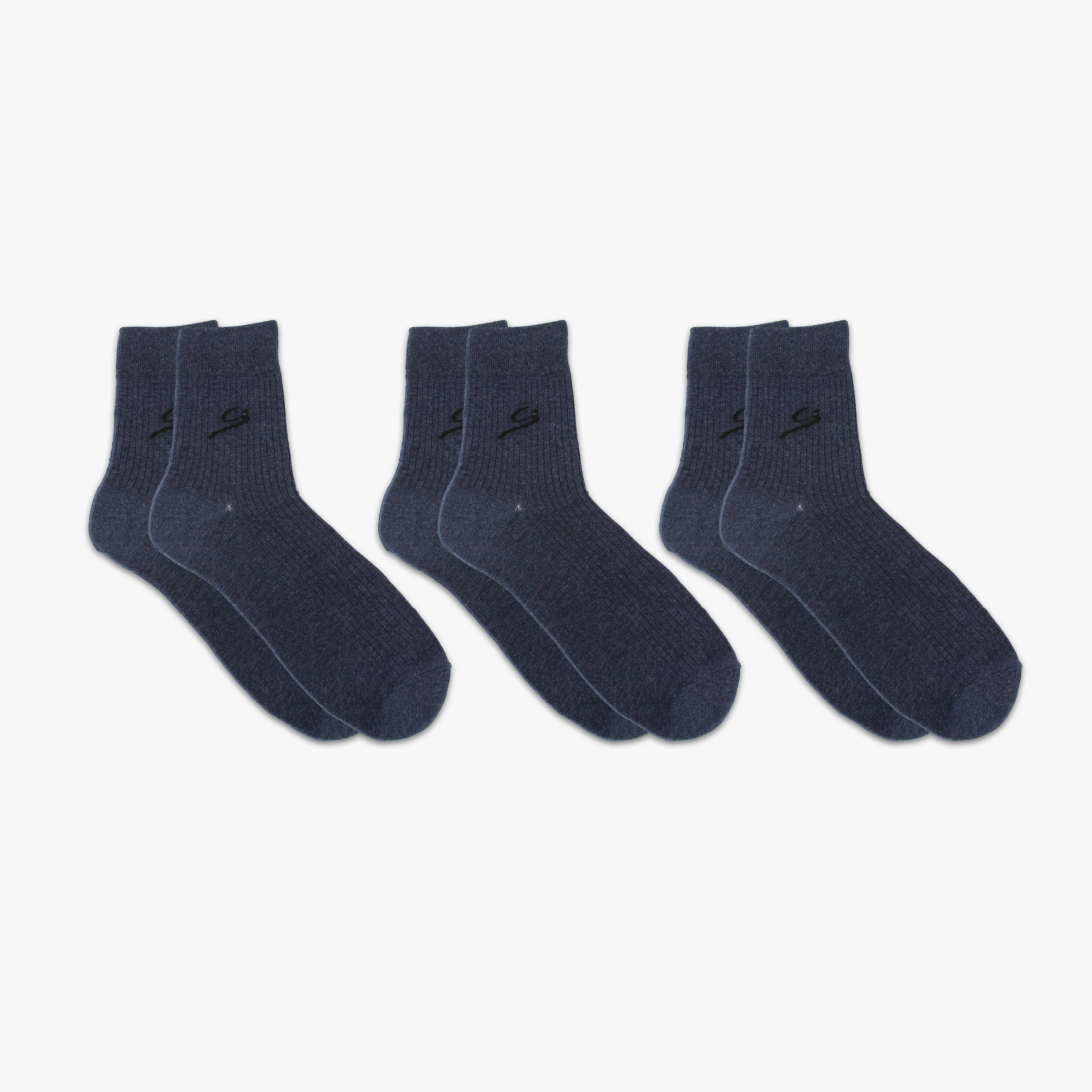 STORYi Men's Ribbed Crew Socks – 3 Pairs (Size 7-9, Blue) HO028547M