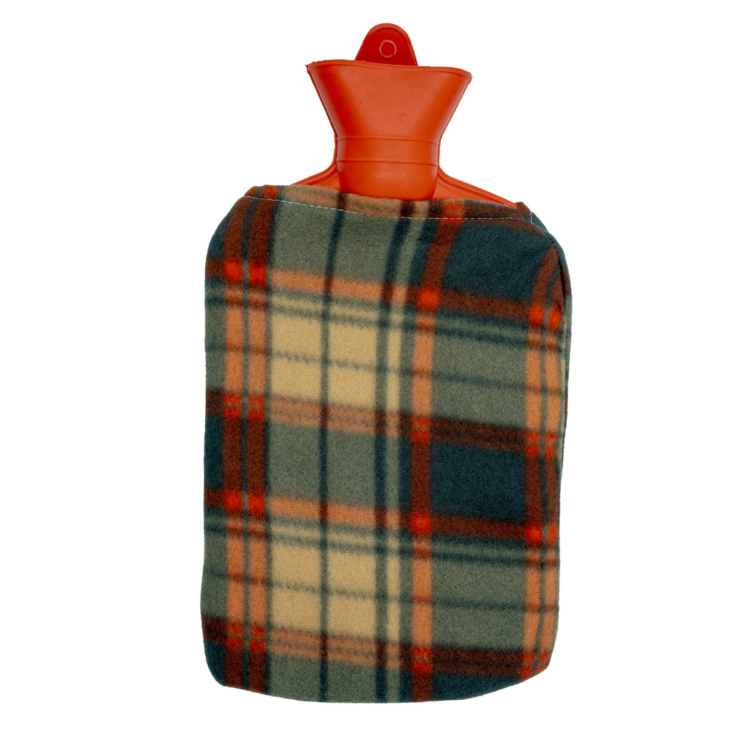 Rubber Hot Water Bag with Soft Plaid Fleece Cover – Reusable Hot & Cold Therapy Pack (냉/온 찜질팩)