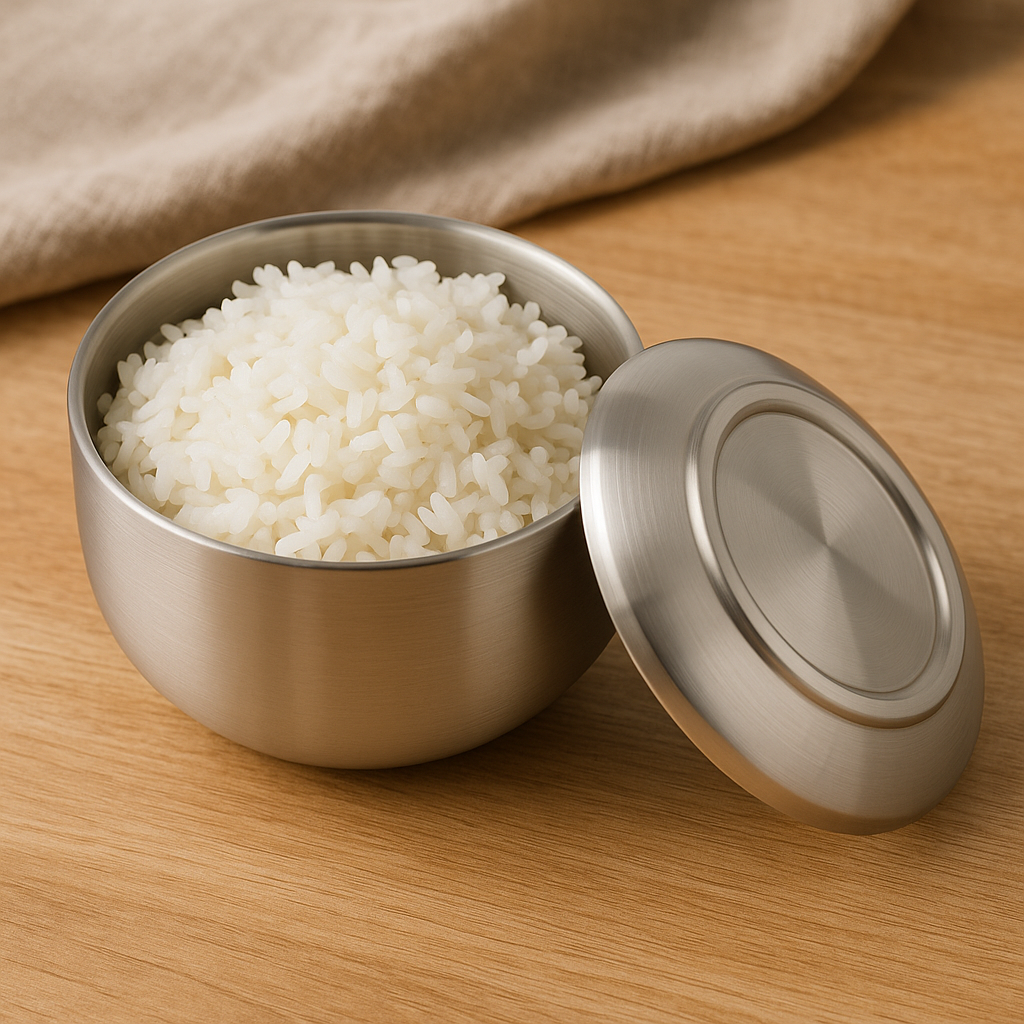Stainless Steel Rice Bowl with Lid 4.2" (10.7cm) – Durable & Rust-Resistant (KD028455)