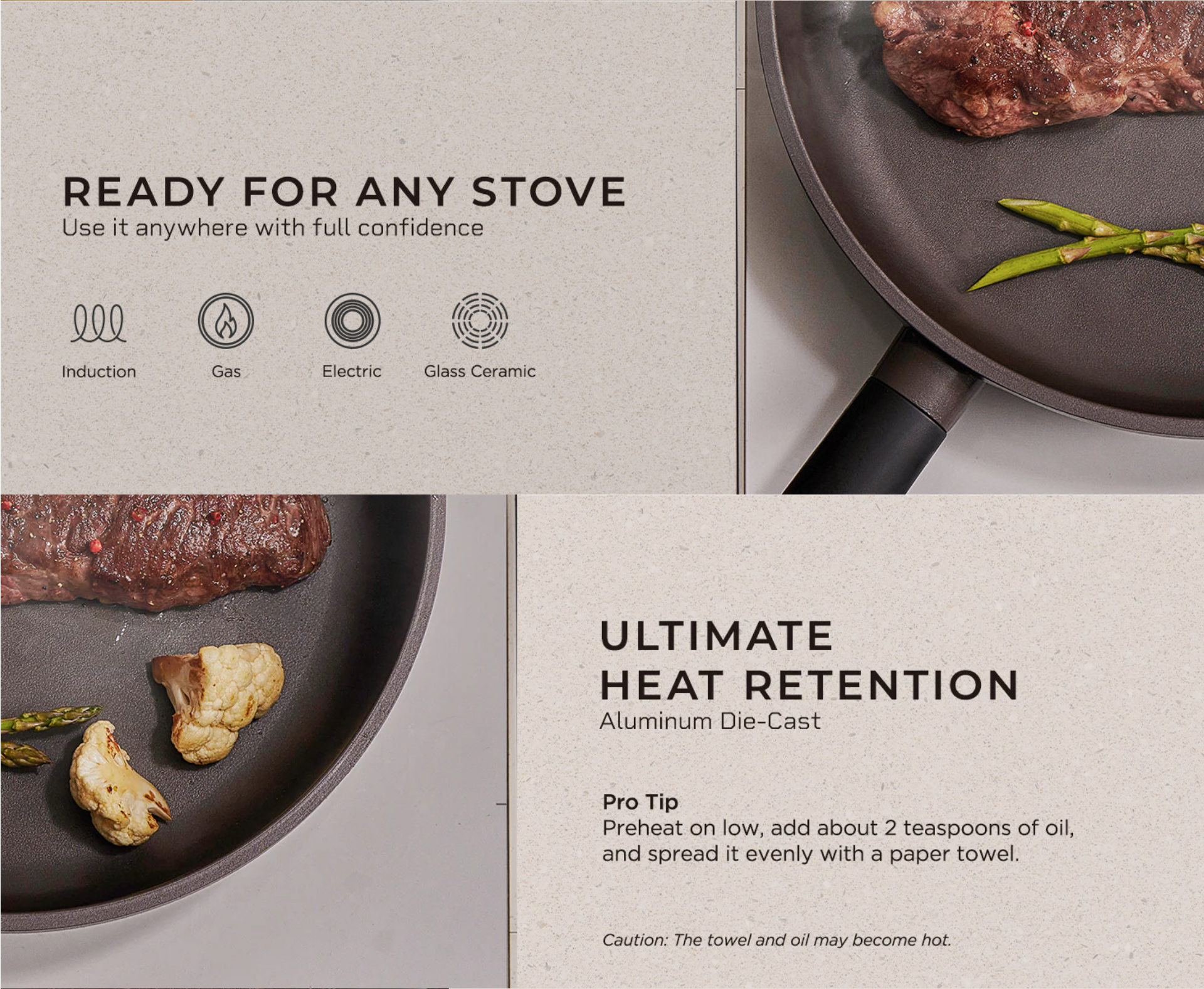 IH Kyndell Titanium Diamond Wok Pan 11" – 8-Layer Nonstick, Induction-Ready