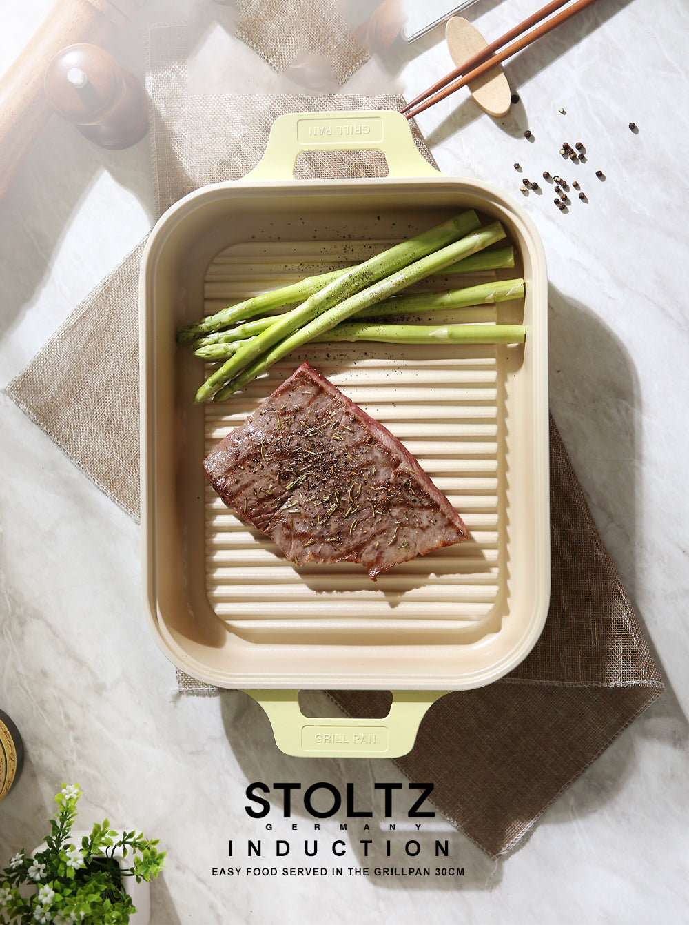 IH Steam Grill Pan 30cm Lemon Meringue (KP963335)