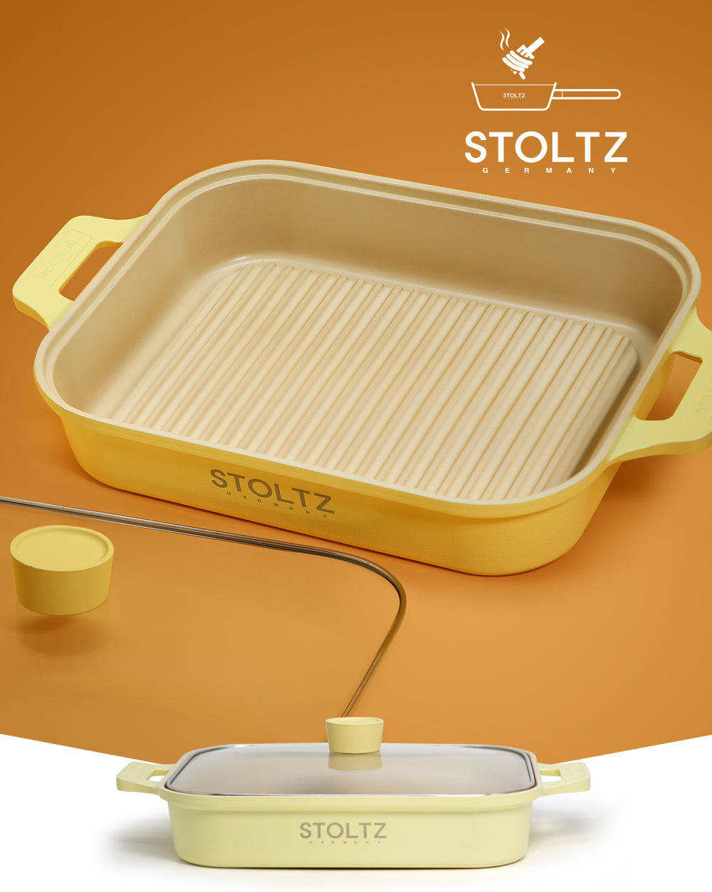 Stoltz Germany IH Steam Grill Pan 30cm Lemon Meringue (KP963335)