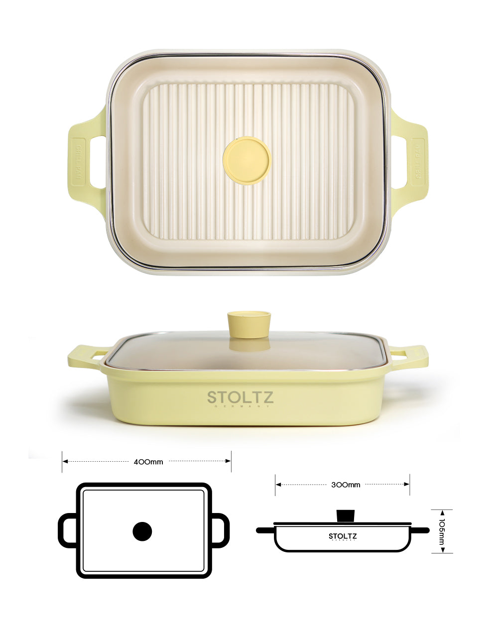 IH Steam Grill Pan 30cm Lemon Meringue (KP963335)