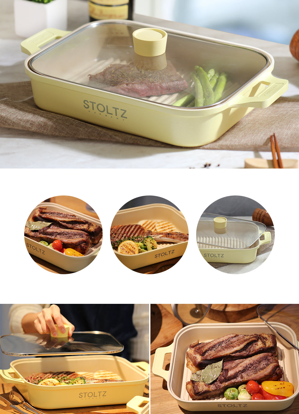 IH Steam Grill Pan 30cm Lemon Meringue (KP963335)