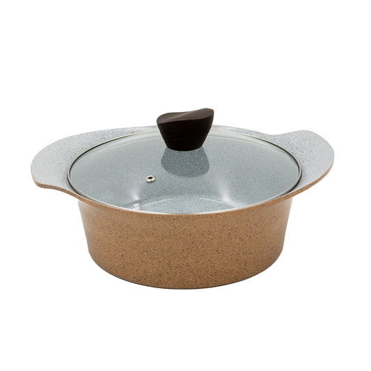 Ecook IH Ceramic Coating Stock Pot Low Brown 24cm