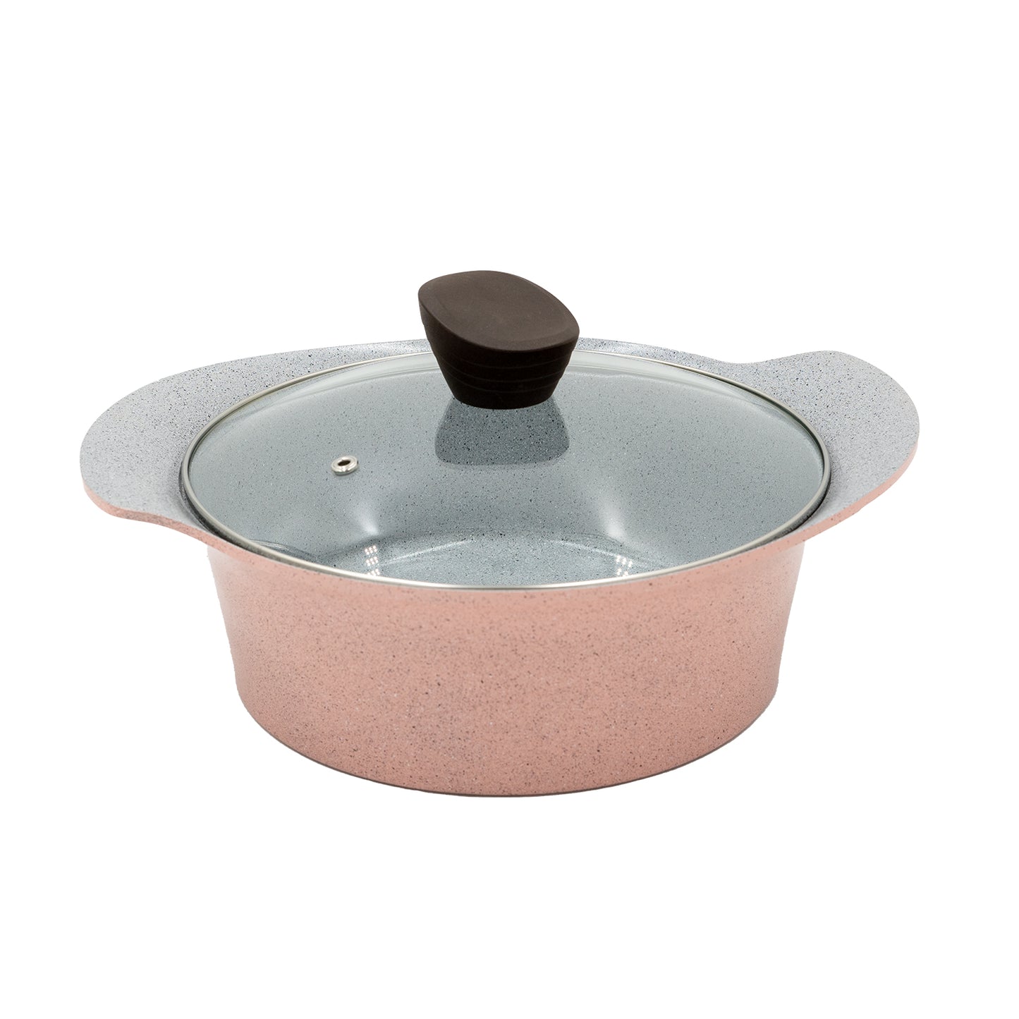 Ecook IH Ceramic Coating Stock Pot Low Pink 24cm