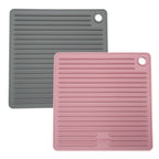 CLEAR Silicone Trivet Pot Mat Square Grey/Pink (KT000592)