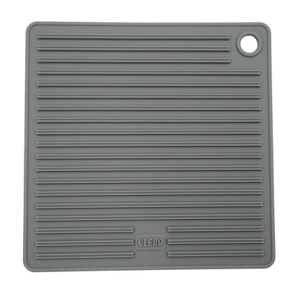 CLEAR Silicone Trivet Pot Mat Square Grey/Pink