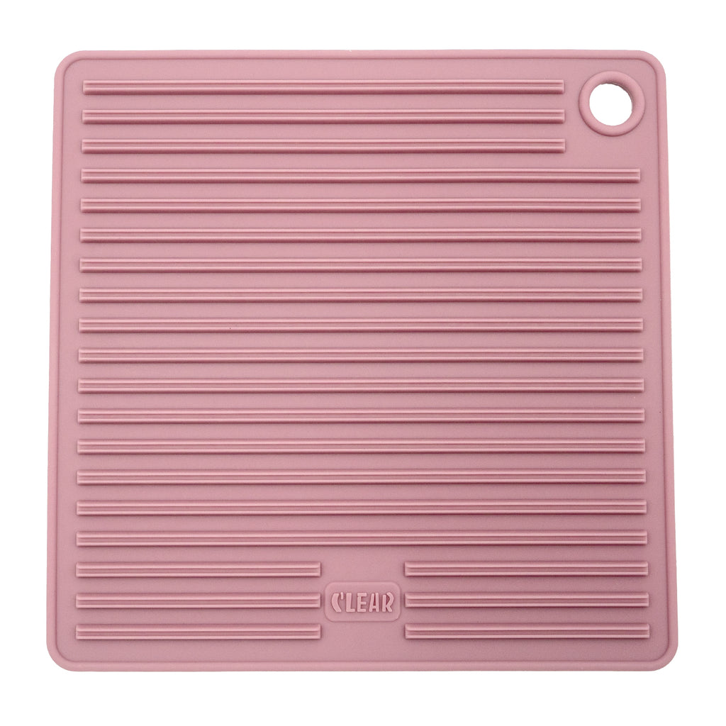 CLEAR Silicone Trivet Pot Mat Square Grey/Pink (KT000592)