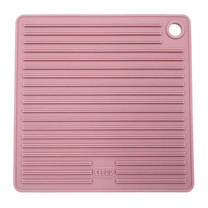 CLEAR Silicone Trivet Pot Mat Square Grey/Pink