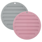 CLEAR Silicone Trivet Pot Mat Round Grey/Pink (KT000622)