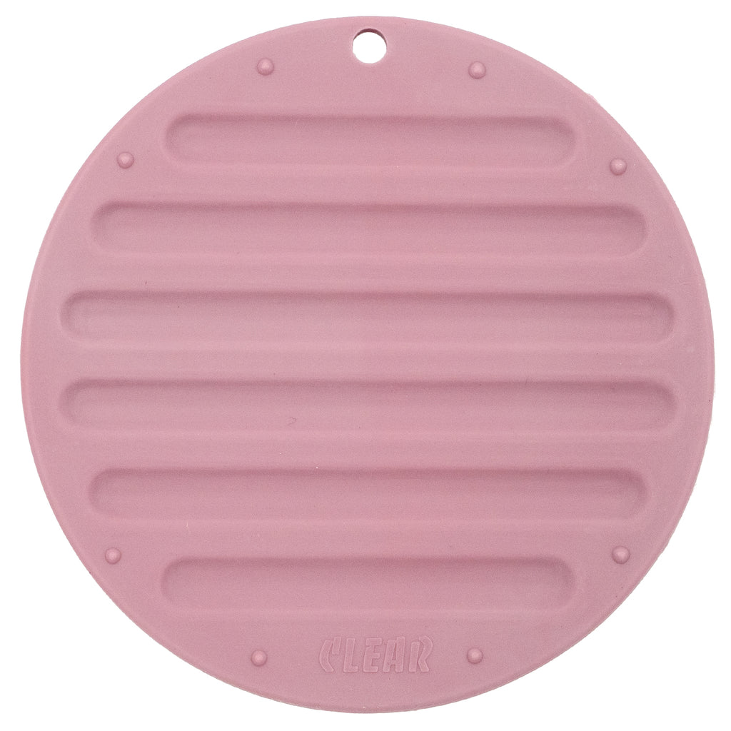 CLEAR Silicone Trivet Pot Mat Round Grey/Pink (KT000622)