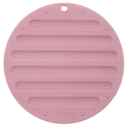 CLEAR Silicone Trivet Pot Mat Round Grey/Pink