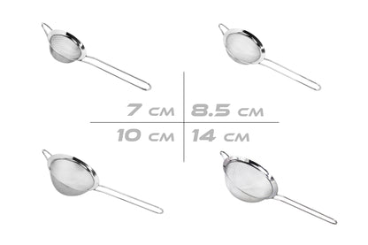 K. 손잡이를 가진 스테인리스 여과기 10cm