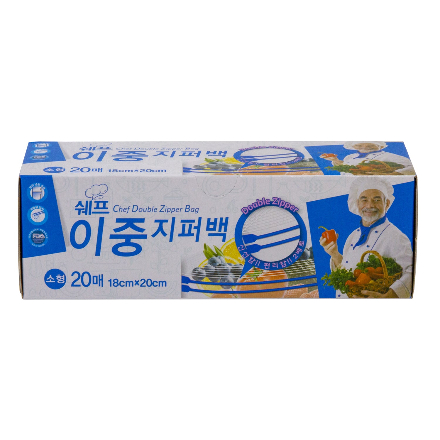 Chef Double Zipper Bag Small 7"x8" - 20 bags (KT637079)