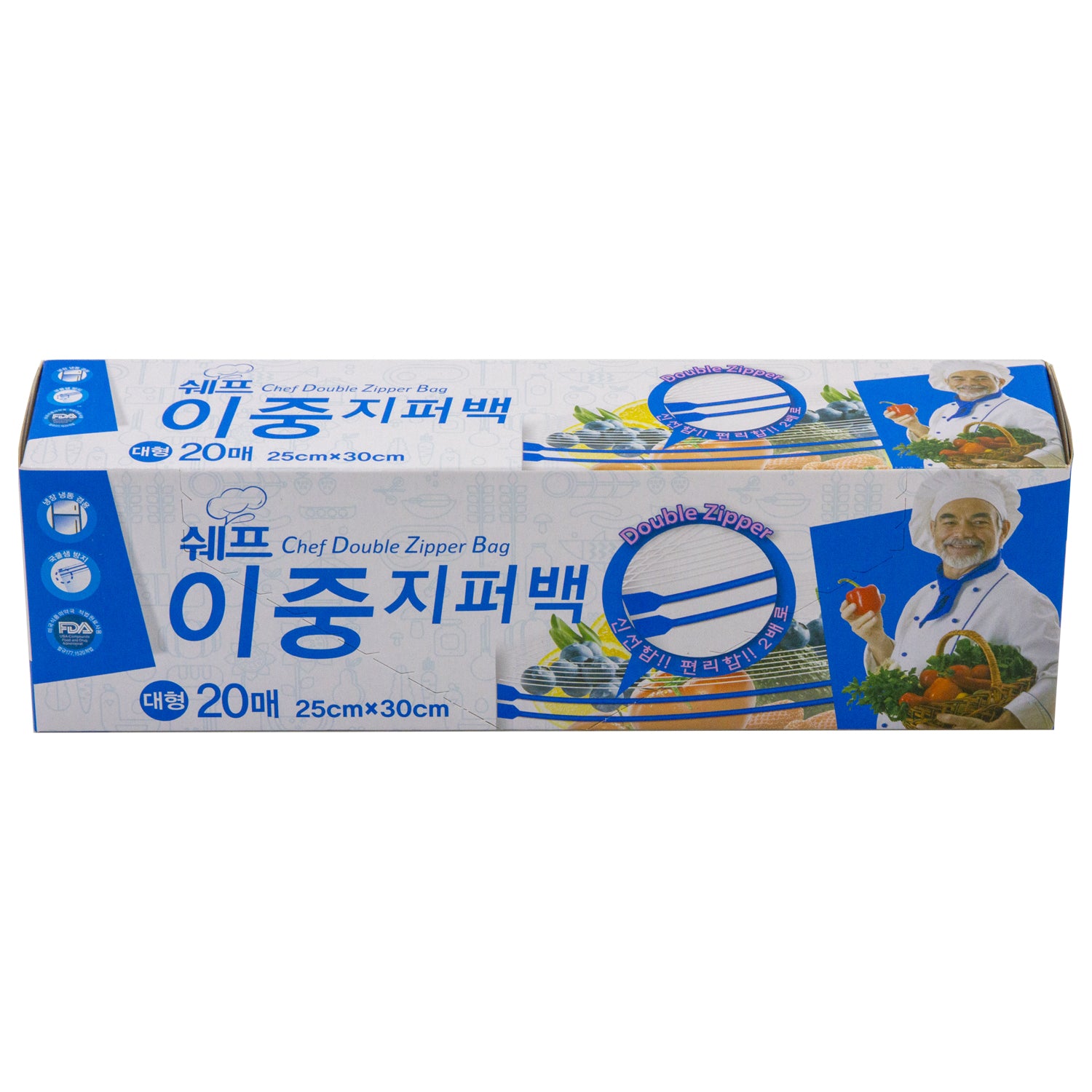 Chef Double Zipper Bag Large 10"x12" - 20 bags (KT637086)