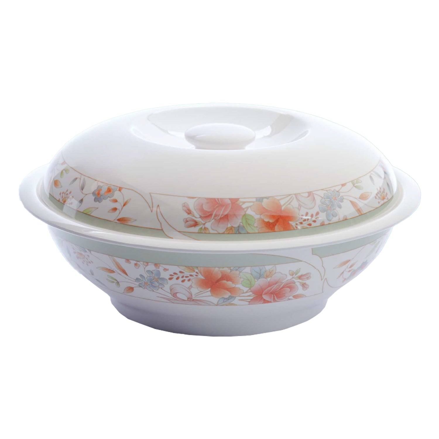 Melamine Floris Rice Bowl with Lid 10" – Floral Serving & Storage Bowl