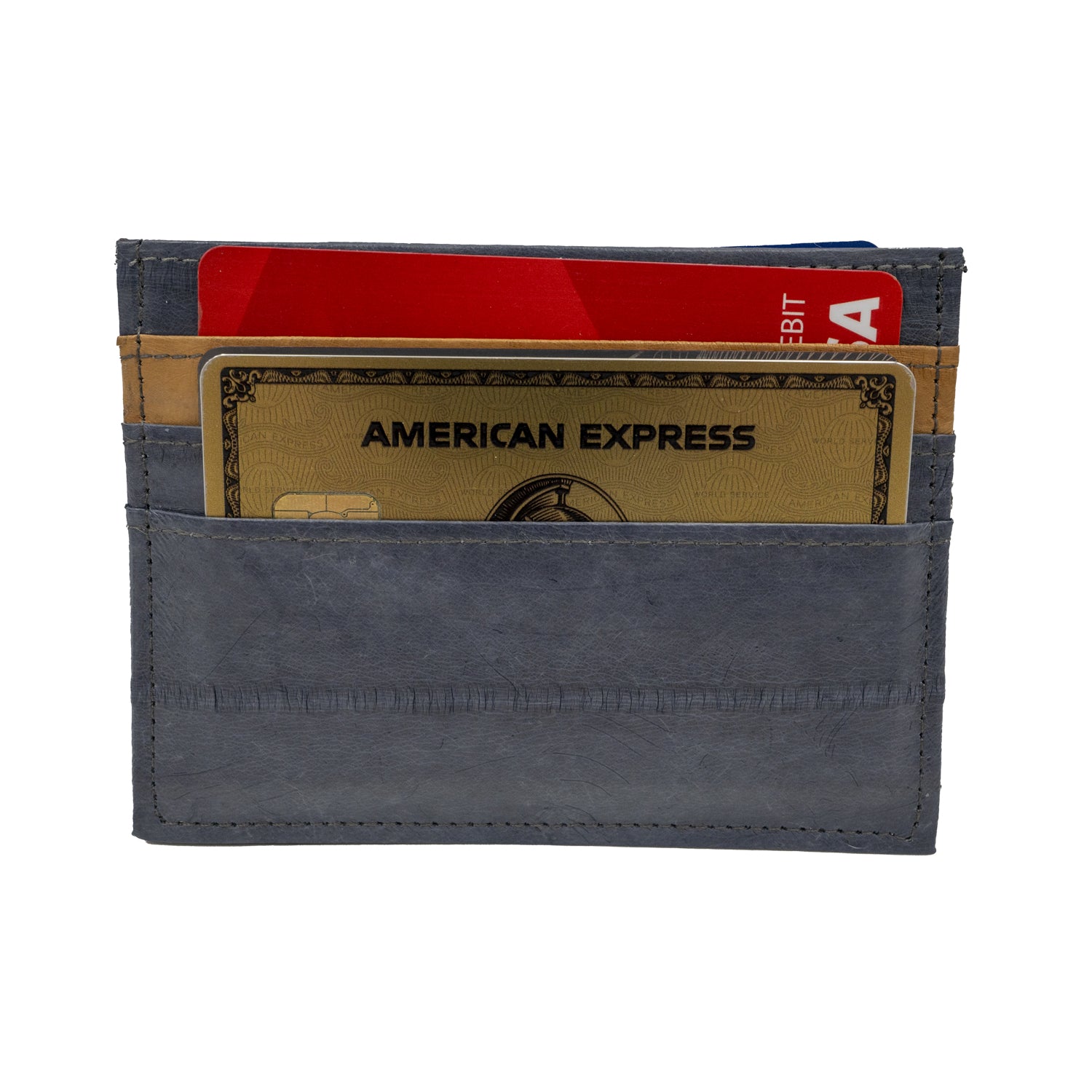 KEY&CO Genuine Eel Skin Slim Card Holder – Grey with Tan/White Trim