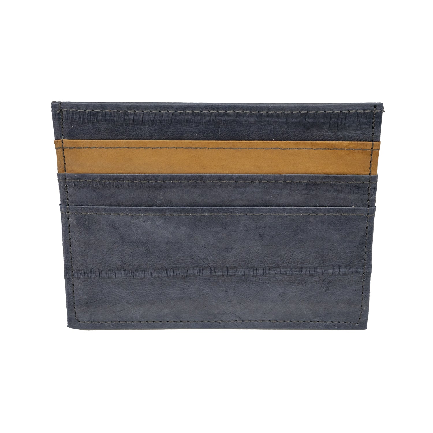 KEY&CO Genuine Eel Skin Slim Card Holder – Grey with Tan/White Trim
