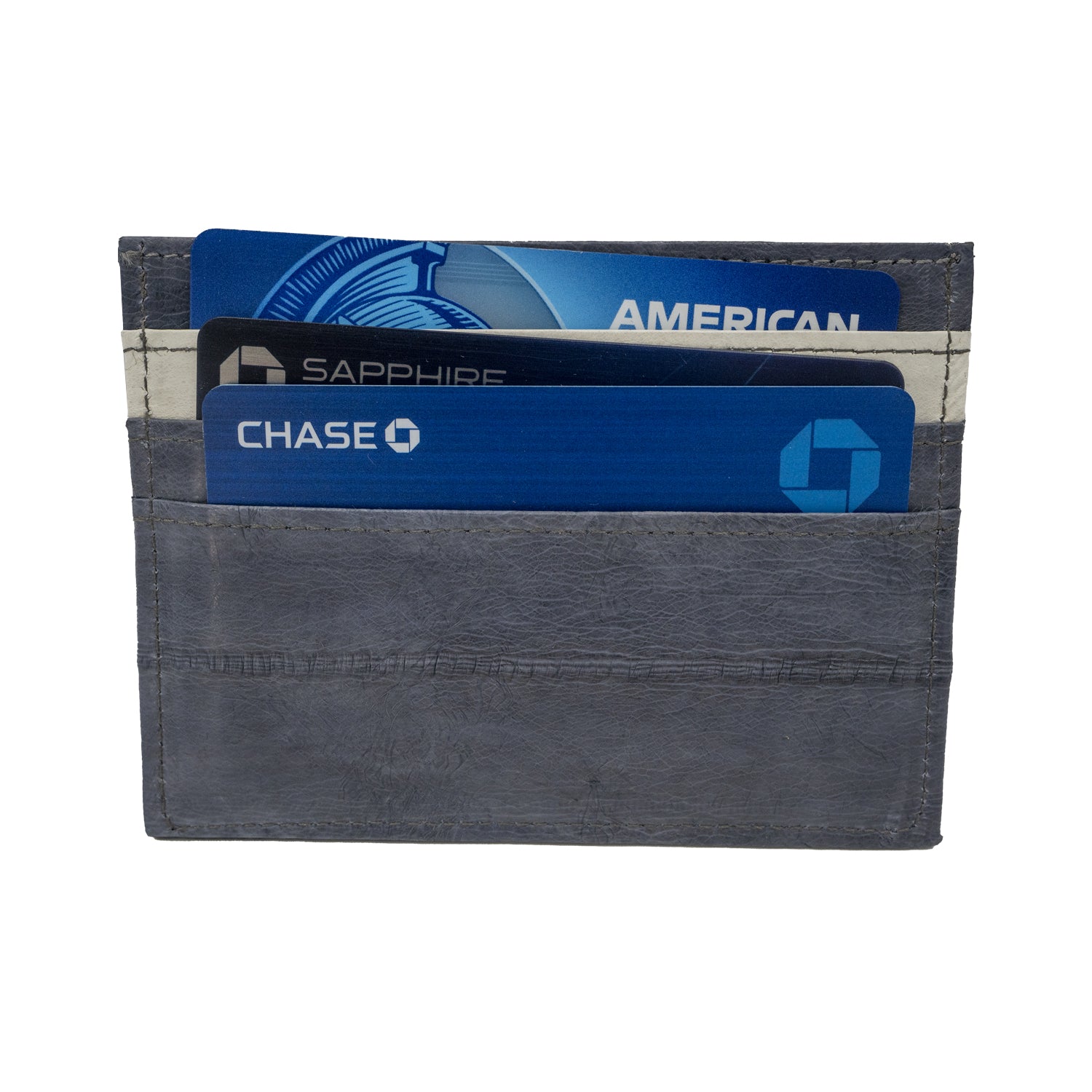 KEY&CO Genuine Eel Skin Slim Card Holder – Grey with Tan/White Trim