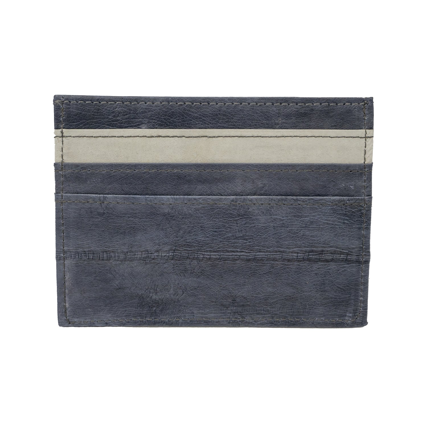 KEY&CO Genuine Eel Skin Slim Card Holder – Grey with Tan/White Trim