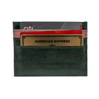 KEY&CO Genuine Eel Skin Slim Card Holder – Green with Pink/Teal Trim