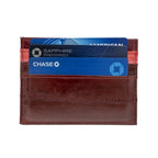 KEY&CO Genuine Eel Skin Slim Card Holder – Burgundy with Grey/Red Trim