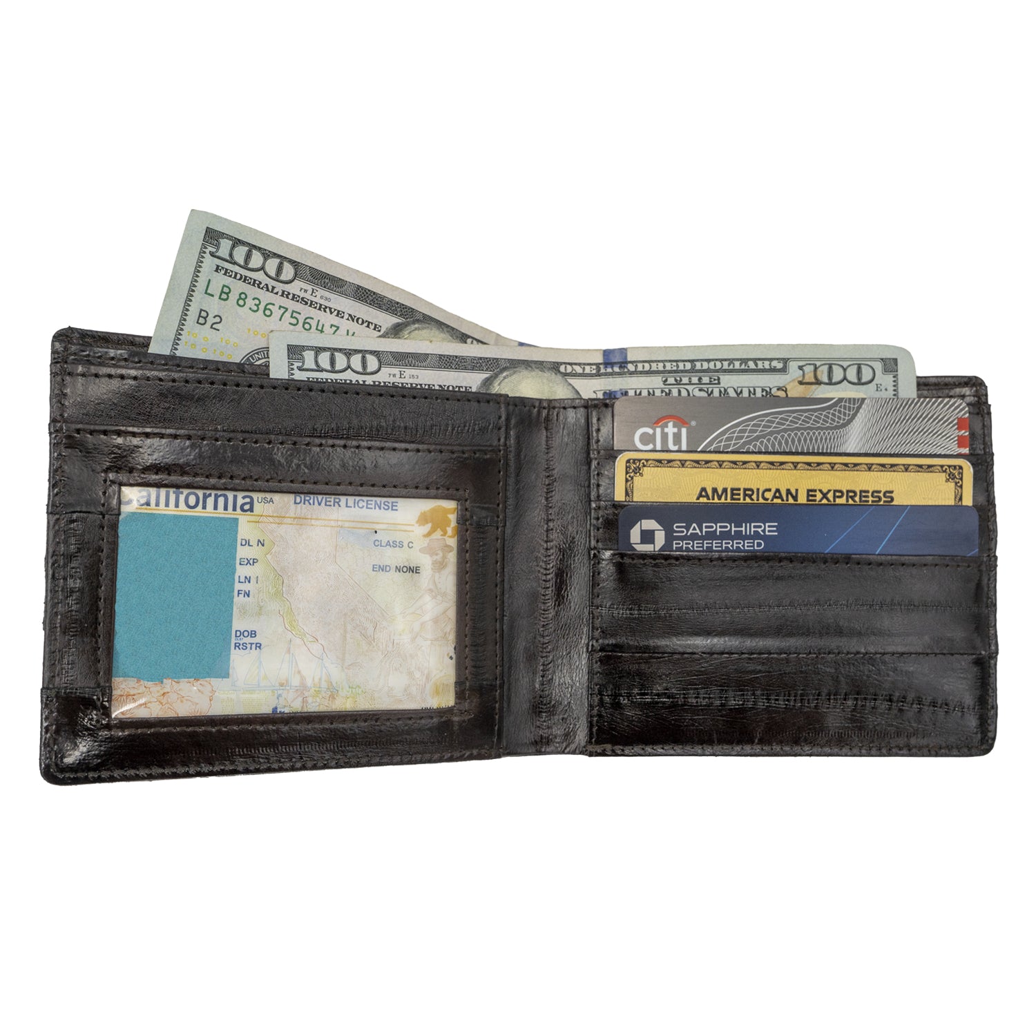 KEY&CO Genuine Eel Skin Wallet - Brown