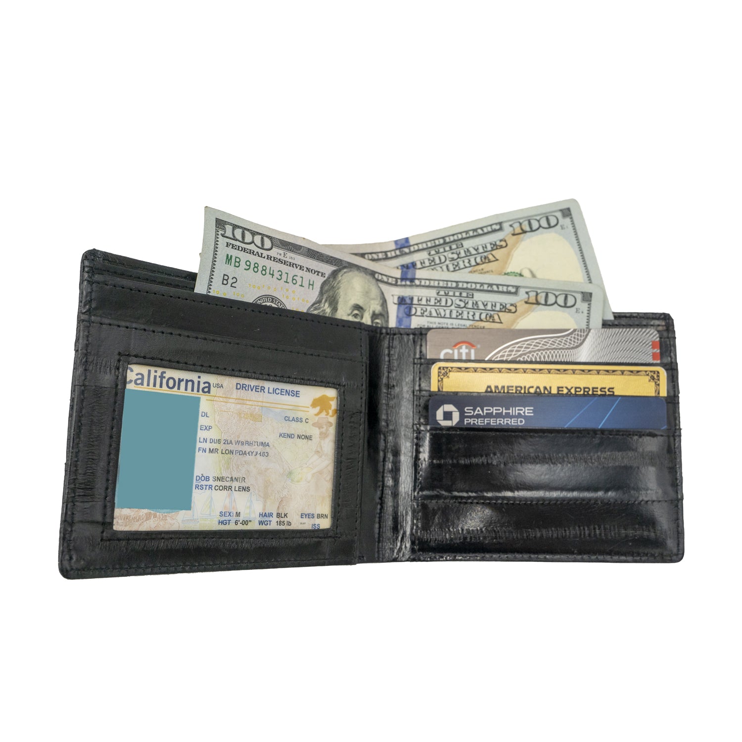 KEY&CO Genuine Eel Skin Wallet - Black