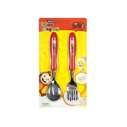 Raon Toddler Noodle Fork & Spoon Set (Cocomong)
