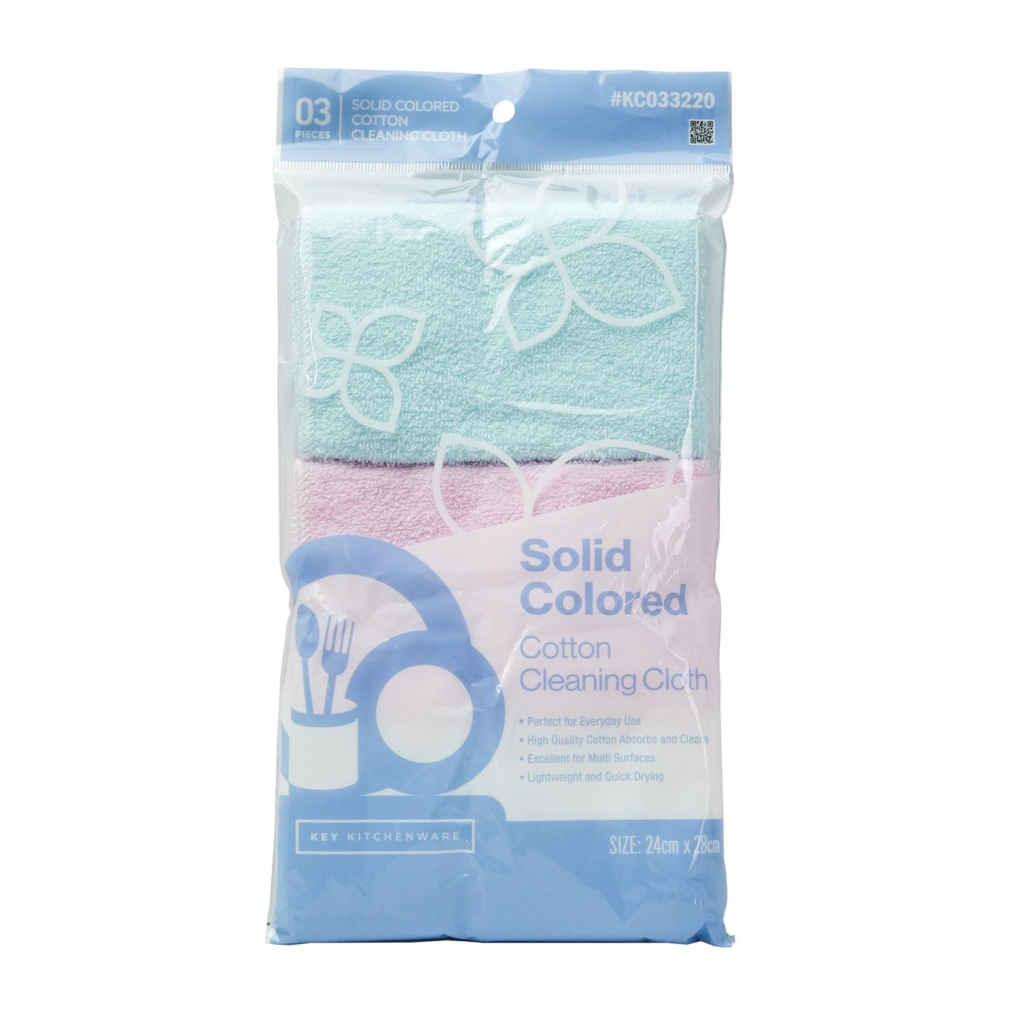 Solid Colored Cotton Cleaning Cloths - 3 pcs