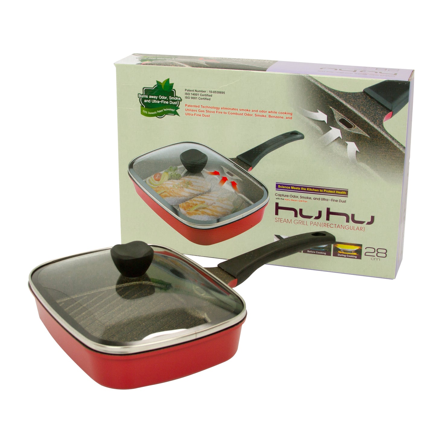 HUHU Smokeless Rectangle Grill Pan 28cm