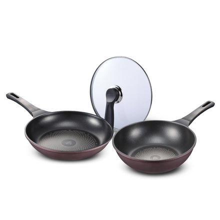 Wok & Frying Pans 3-Pcs Pans Set 28cm