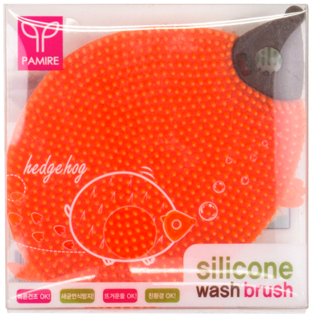Pamire Silicon Wash Brush Hedgehog - Green/Orange